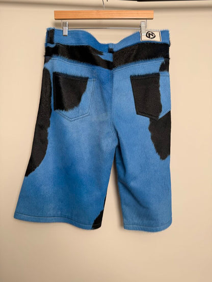 New NYRVA Blue Cowhide Shorts size 36
