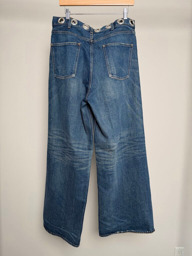 Preowned Celine Baggy Metal Hole Waist Midwest Denin size 34