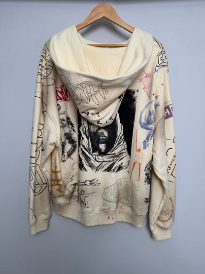 New HMDD Graffiti Cream Hoodie Sz.Medium