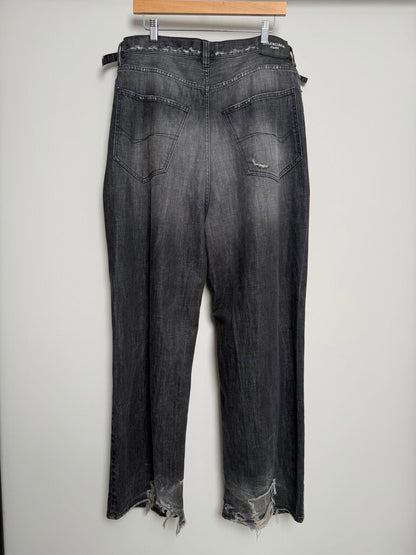Preowned Balenciaga Baggy Distressed Grey Skate Denim size M