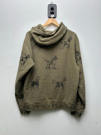 Preowned Supreme Olive Dog Hoodie Size Large