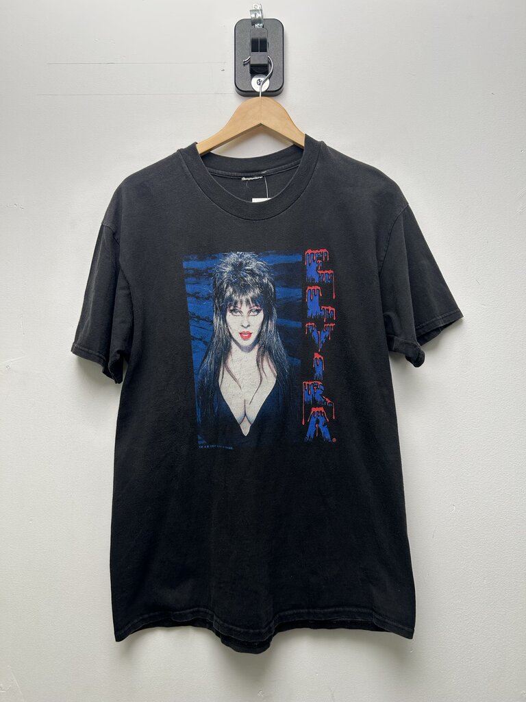 1997 Elvira Blue Queen Bee Black Tee sz. Largish/XLish