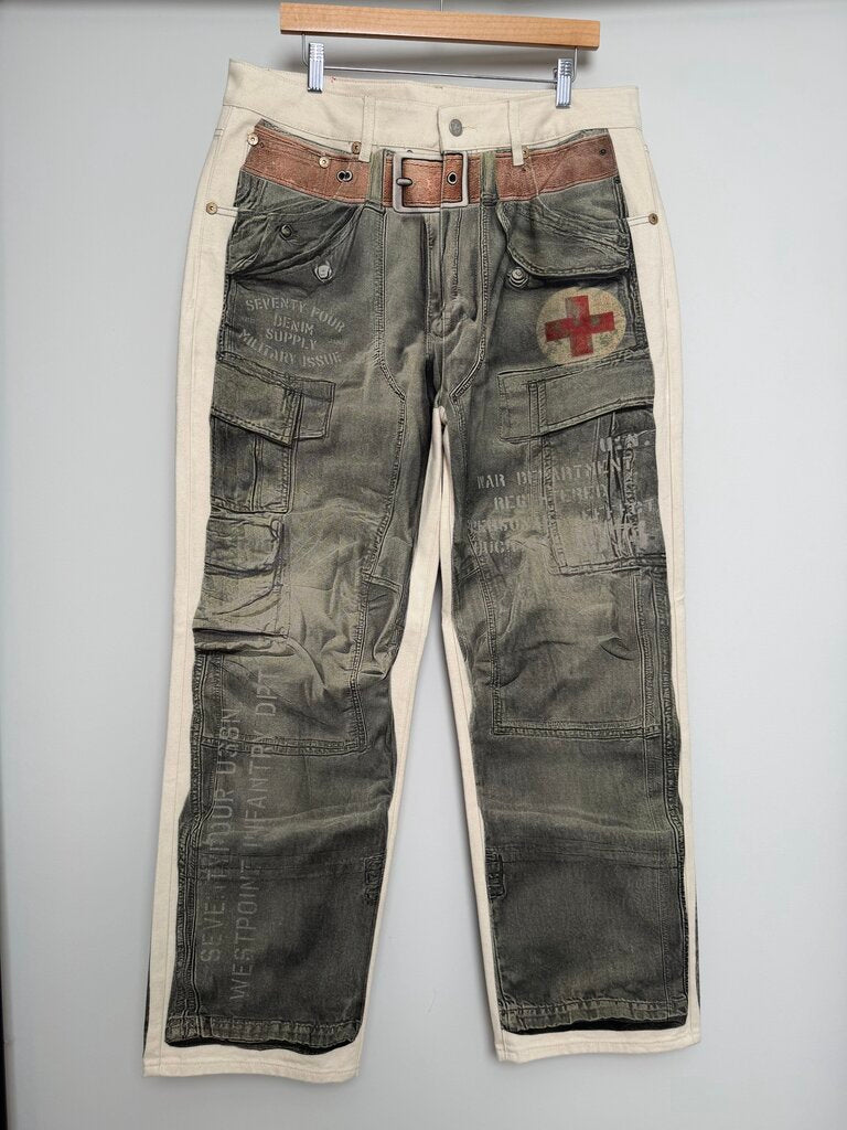 New 74iswar Military Stencil Denim size 32