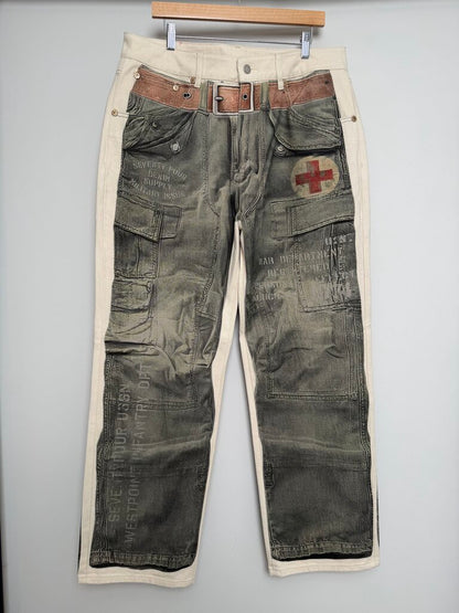 New 74iswar Military Stencil Denim size 32