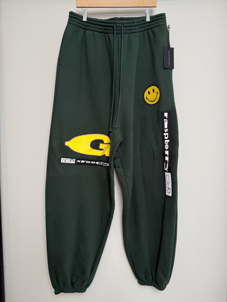 New Gv Gallery Greedy Unit Green Smiley Sweatpants Sz.Small