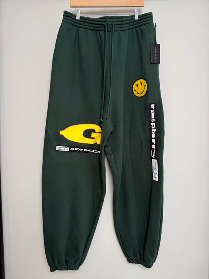 New Gv Gallery Greedy Unit Green Smiley Sweatpants Sz.Small