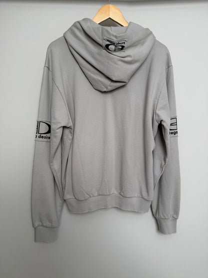 New Bottega Desires Forever Logo Grey Black Zip Up Hoodie size LM