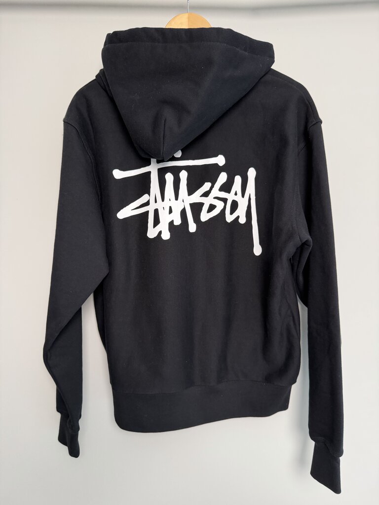 New Stussy Black Spell Out Hoodie size L