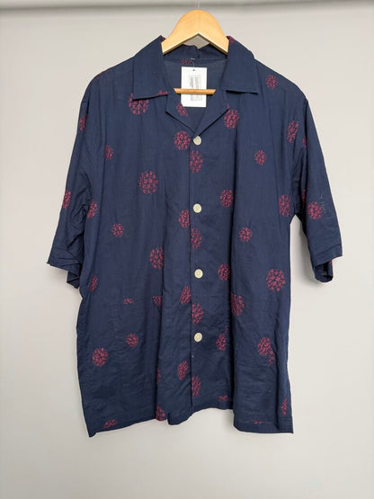 Preowned Needles Navy Burgundy Button Up size XL