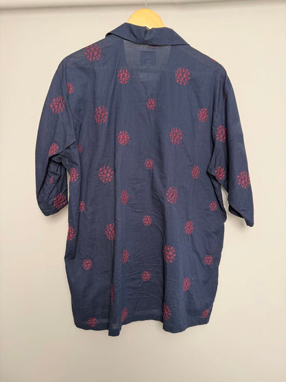 Preowned Needles Navy Burgundy Button Up size XL