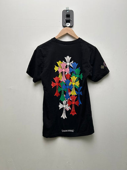 Preowned Chrome Hearts Multi Color Cross Back Black Tee sz.S