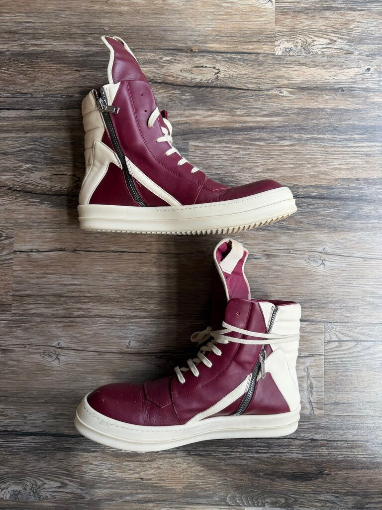 Preowned Rick Owens Burgundy Geobasket Size 47 (No Box)