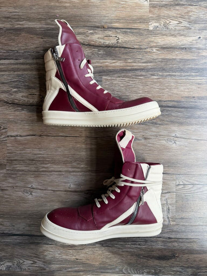 Preowned Rick Owens Burgundy Geobasket Size 47 (No Box)