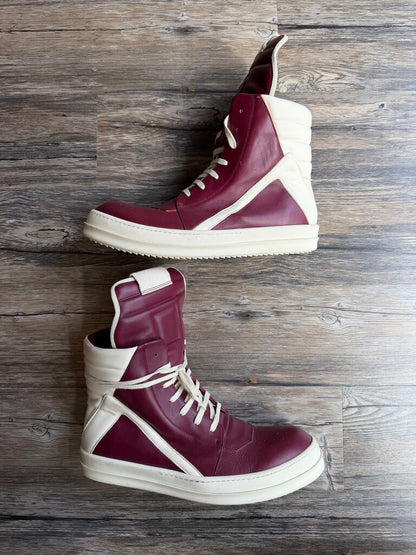 Preowned Rick Owens Burgundy Geobasket Size 47 (No Box)
