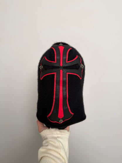 Preowned Chrome Heart Red Cross Patch Mask