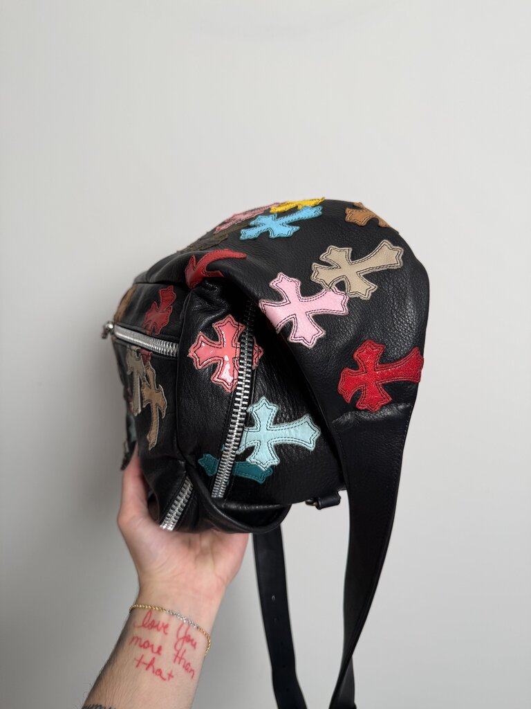 Preowned Chrome Heart Multi Color Cross Patch 2XL Sling Bag
