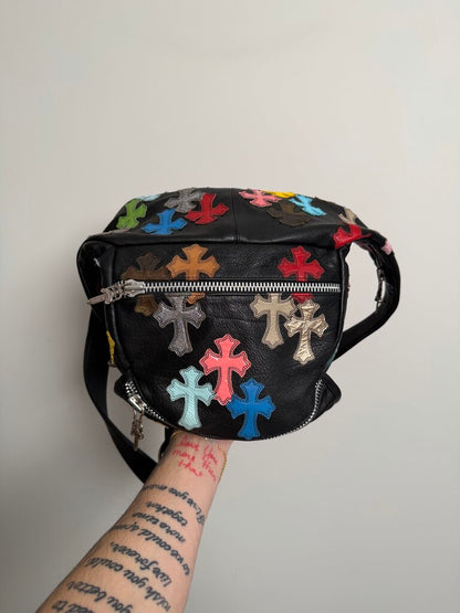 Preowned Chrome Heart Multi Color Cross Patch 2XL Sling Bag