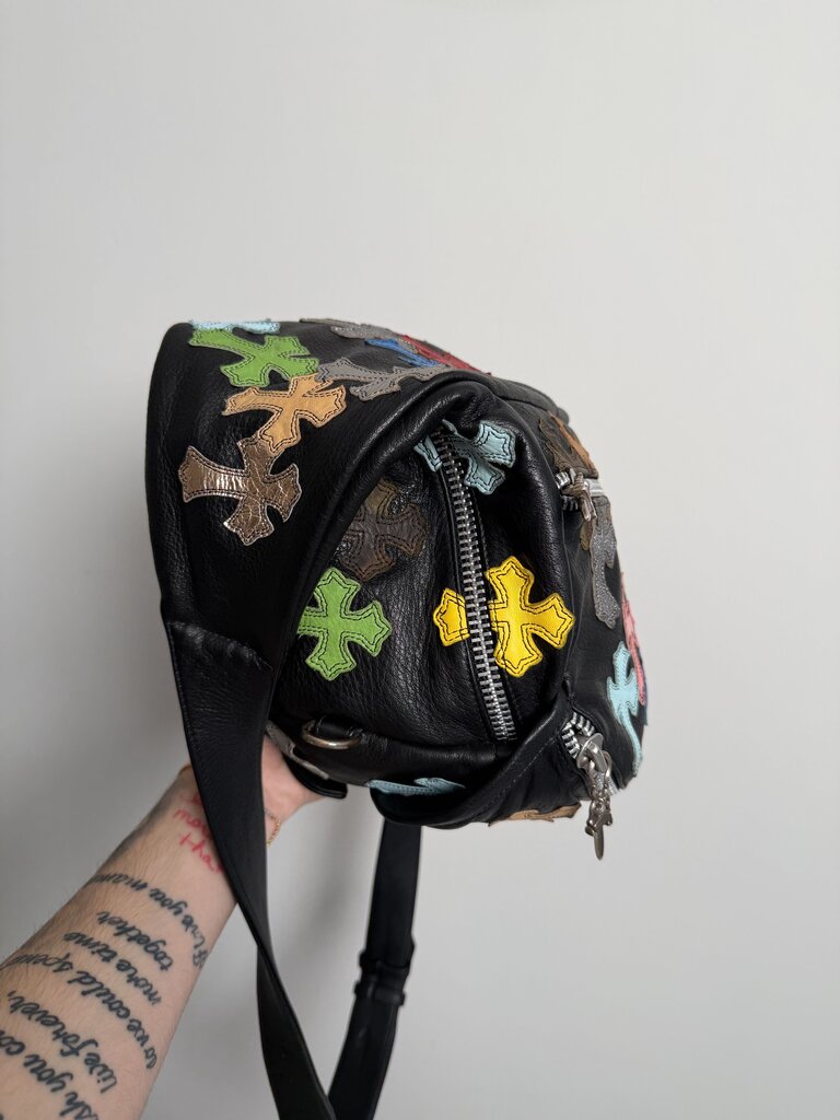 Preowned Chrome Heart Multi Color Cross Patch 2XL Sling Bag
