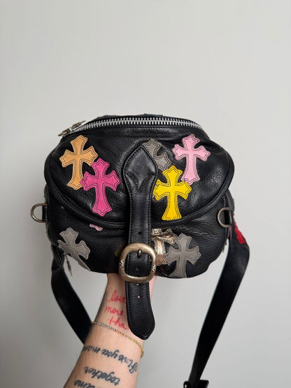 Preowned Chrome Heart Multi Color Cross Patch 2XL Sling Bag