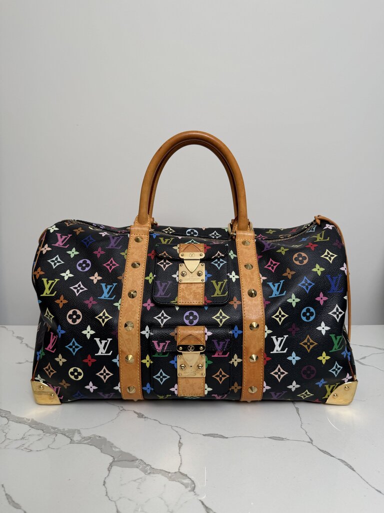 Preowned Louis Vuitton Murakami Keepall 45 Black Mutli Color