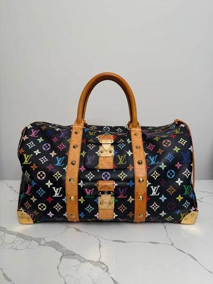 Preowned Louis Vuitton Murakami Keepall 45 Black Mutli Color