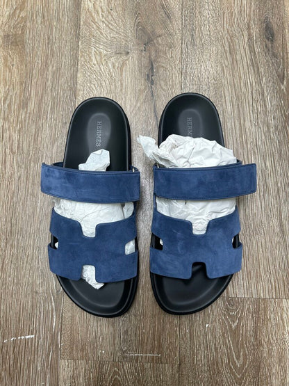 Preowned Hermes Strap Sandel Navy Suede Sz.42