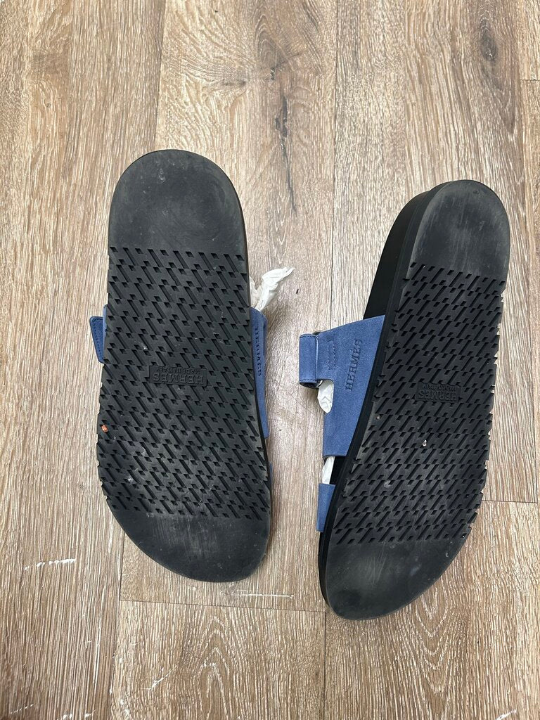 Preowned Hermes Strap Sandel Navy Suede Sz.42