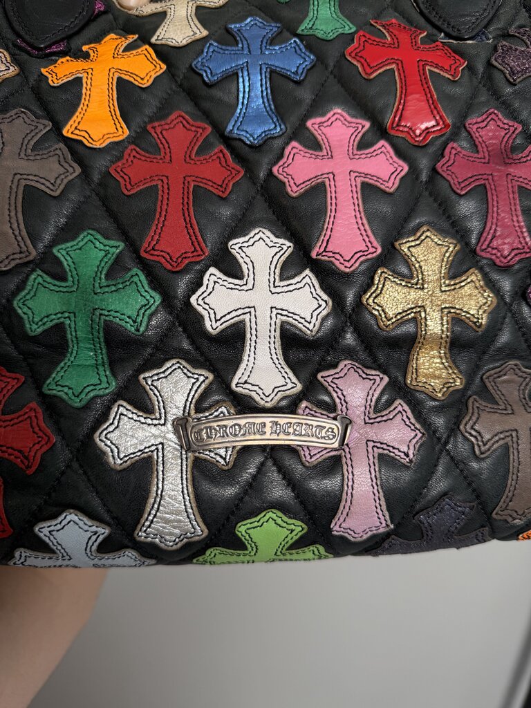 Preowned Chrome Heart Multi Color Patch Tote