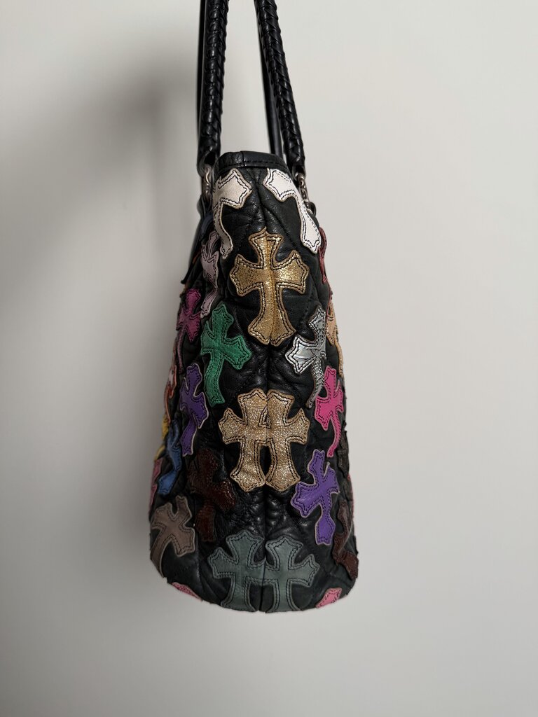Preowned Chrome Heart Multi Color Patch Tote