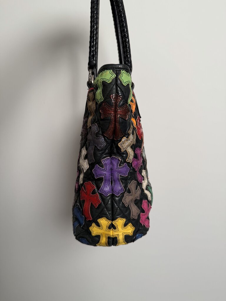 Preowned Chrome Heart Multi Color Patch Tote