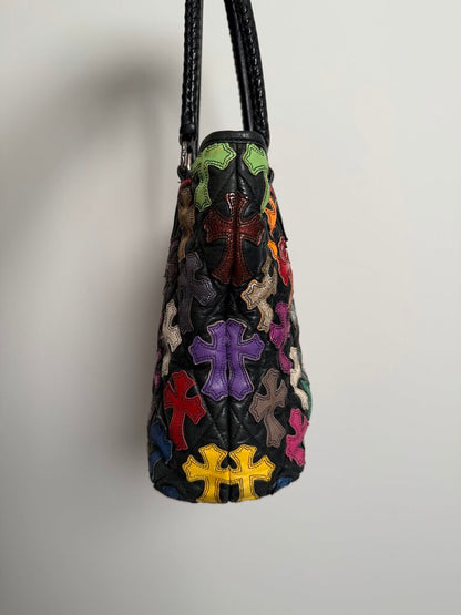 Preowned Chrome Heart Multi Color Patch Tote