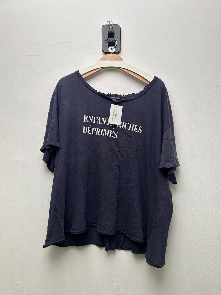 Preowned ERD Navy Distressed Spellout Tee SzXXL