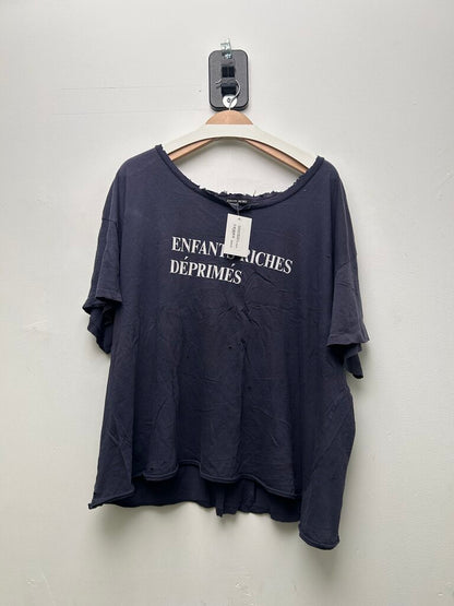 Preowned ERD Navy Distressed Spellout Tee SzXXL
