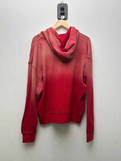 New 74iswar Red Faded Waffle Knit Zip Size Medium