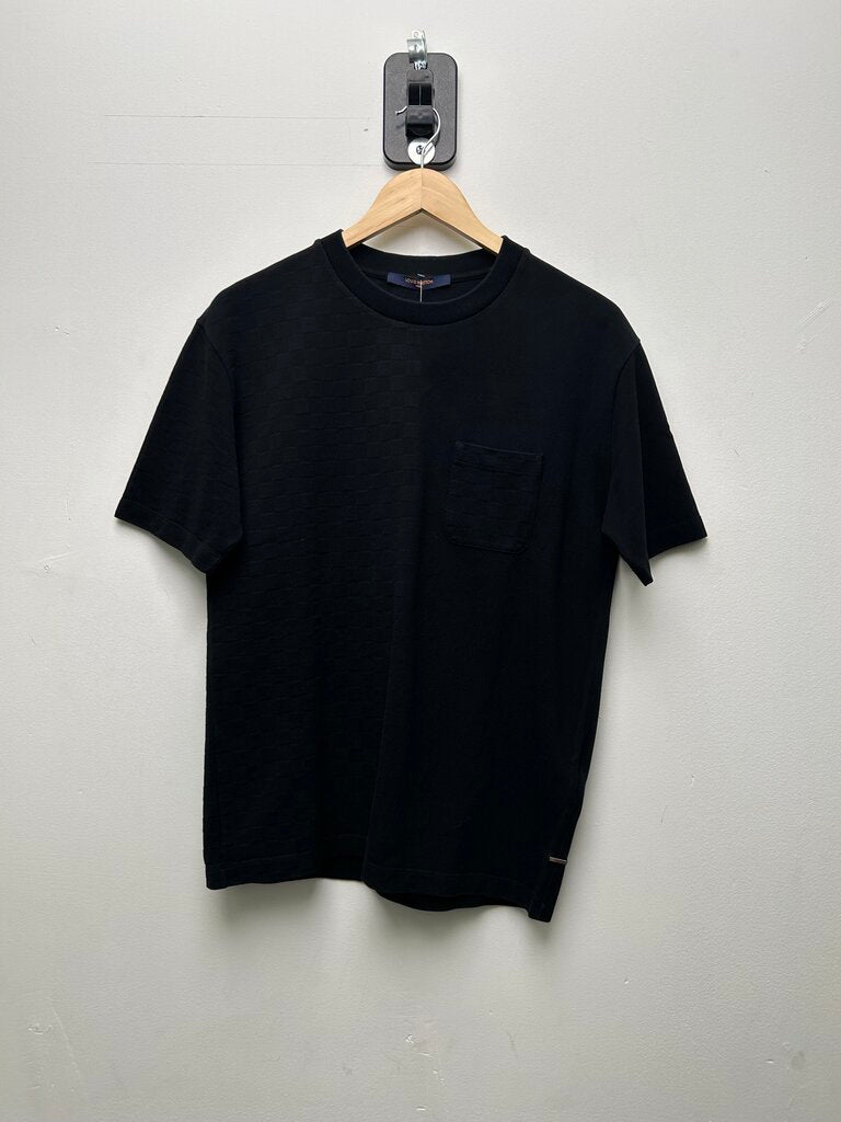 Preowned Louis Vuitton Black Half Damier Tee Sz.Medium