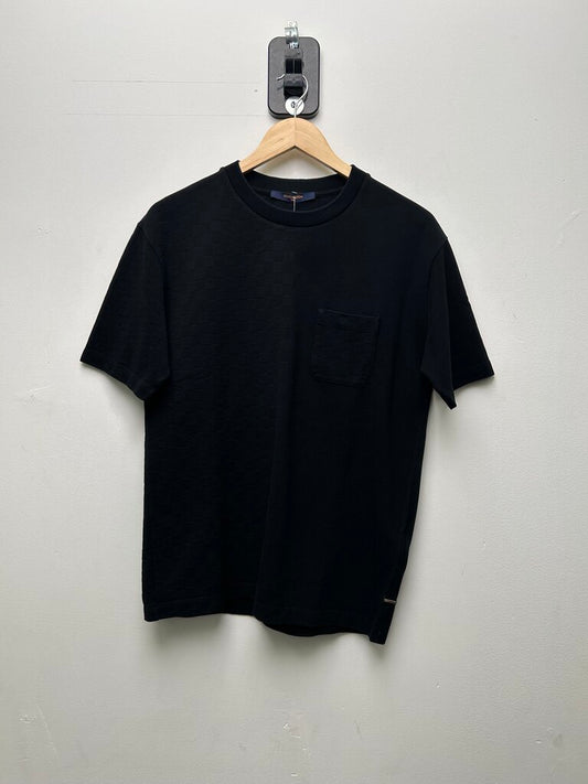 Preowned Louis Vuitton Black Half Damier Tee Sz.Medium