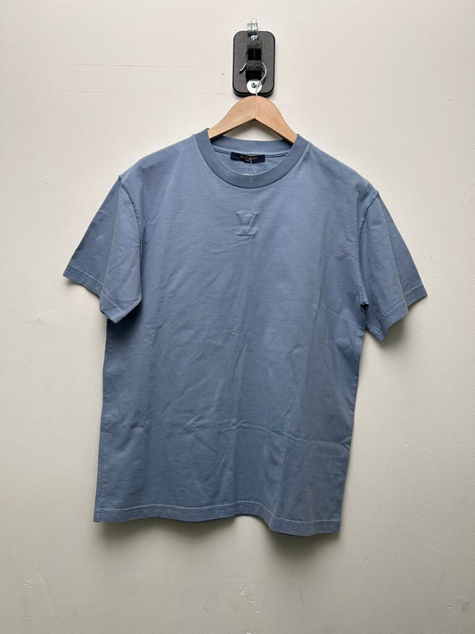 Preowned Louis Vuitton Blue LV Blank Logo Tee Sz.Medium