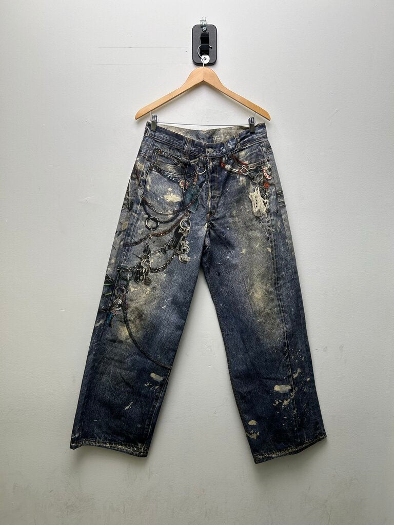 Preowned Acne Denim AOP Paint Splatter sz.48