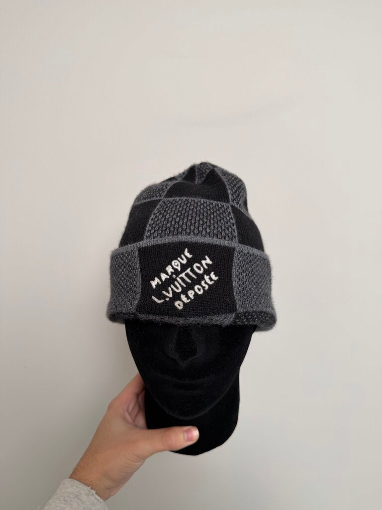 Preowned Louis Vuitton Damier Black Grey Beanie