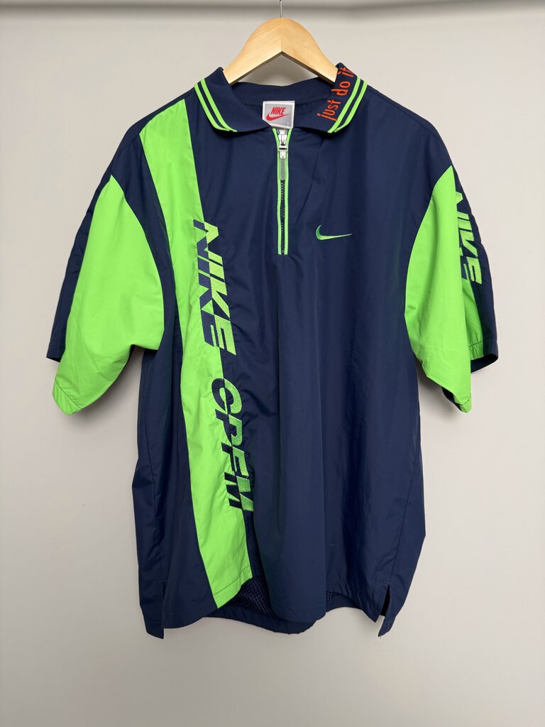 Preowned CPFM Nike Navy Lime Green Nylon Mid Zip S