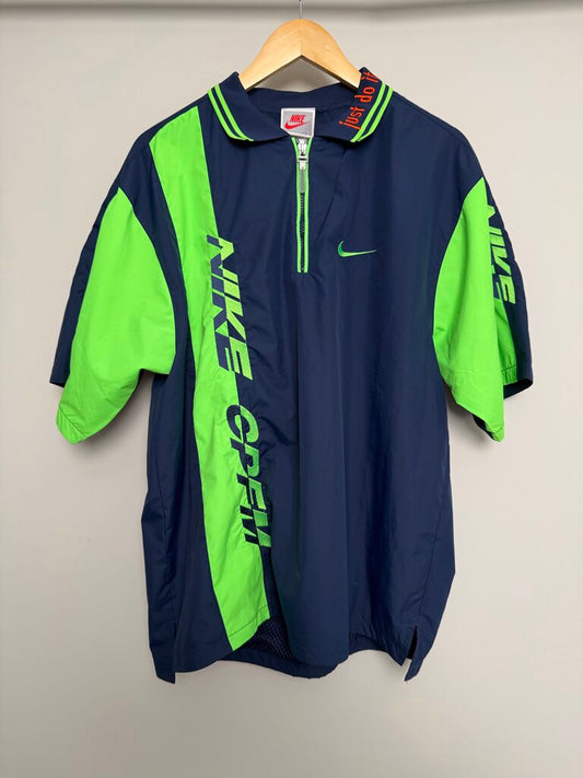 Preowned CPFM Nike Navy Lime Green Nylon Mid Zip S