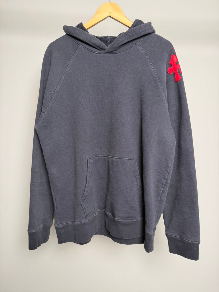 Preowned Chrome Heart Paper Jam Navy Red Hoodie size large