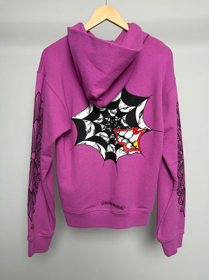 Preowned Chrome Heart Matty Purple Floral Chomper Hoodie size S