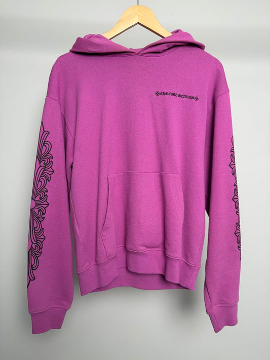 Preowned Chrome Heart Matty Purple Floral Chomper Hoodie size S