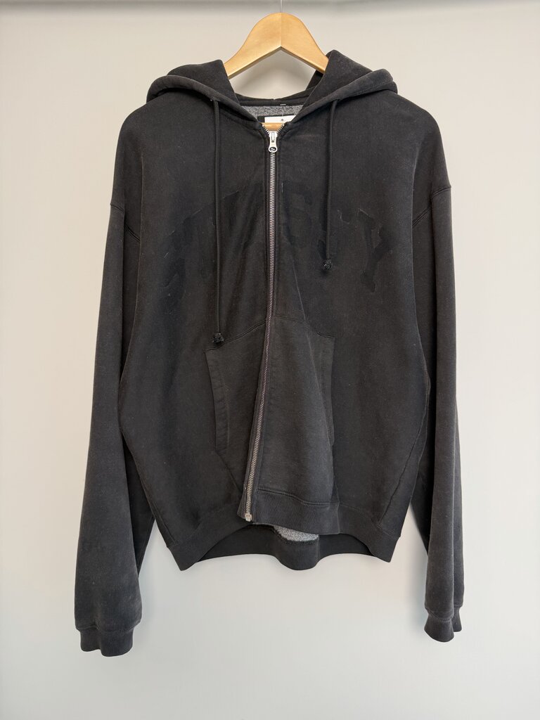 Preowned Stussy Black Grey Zip Up Hoodie size M