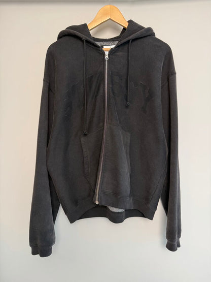 Preowned Stussy Black Grey Zip Up Hoodie size M