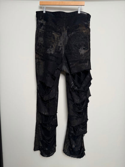 Preowned Balenciaga Mud Distessed Black Denim size L