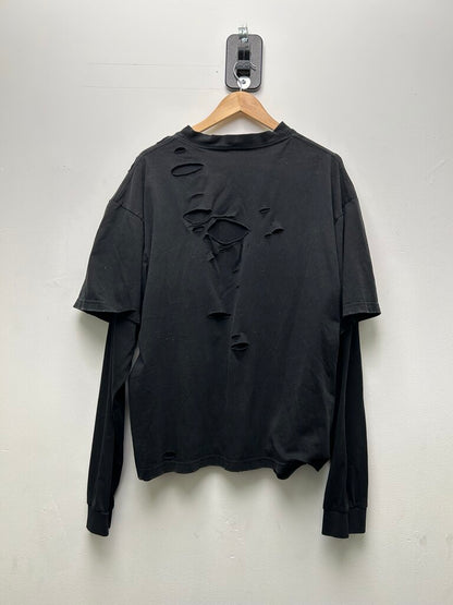 Preowned Balenciaga Tee Long Sleeve 3B Black Size Medium