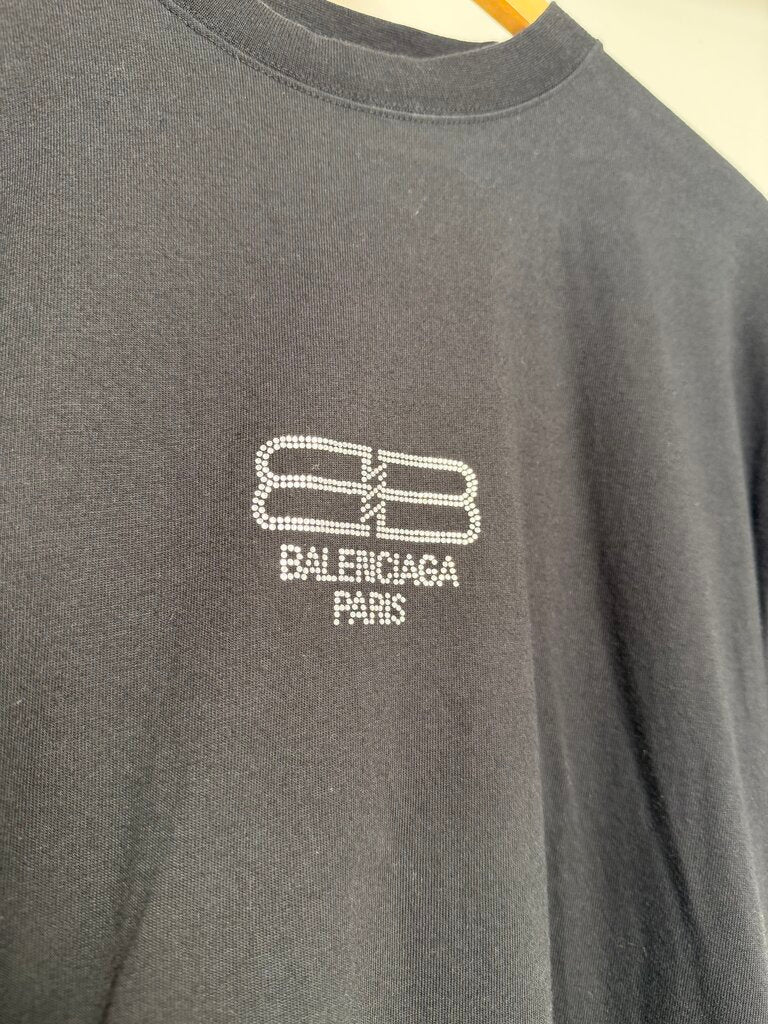 Pre-Owned Balenciaga Rhinestone Tee Sz. M