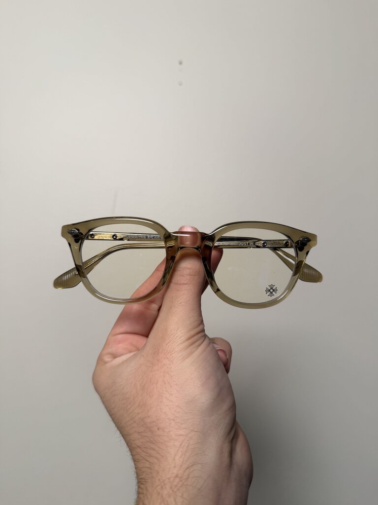 Preowned Chrome Heart Just In Grey Clear Frames